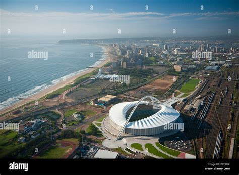 Aerial View Of Durban Showing The Moses Mabhida Stadium And City In The