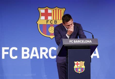 Lionel Messi In Tears At Farewell Barcelona Press Conference