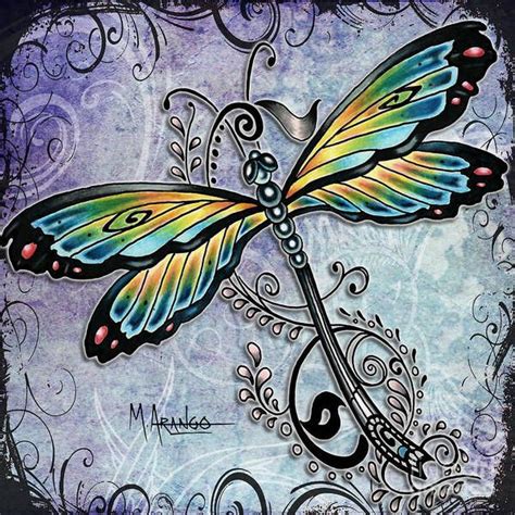 Blue Dragonfly Art Print By Maria Arango In 2021 Dragonfly Painting