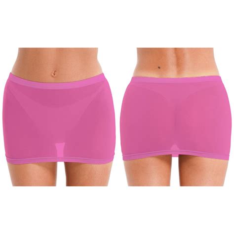 Cheap Women Semi See Through Miniskirt Elastic Waistband Pencil Skirt