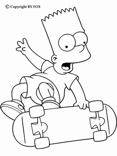 Bart Skateboarding Coloring Simpsons Simpson Hellokids Skateboard