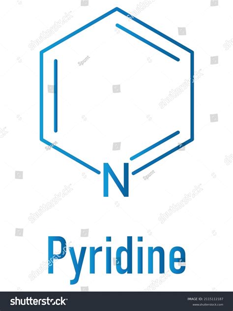 Pyridine Chemical Solvent Reagent Molecule Skeletal Stock Vector