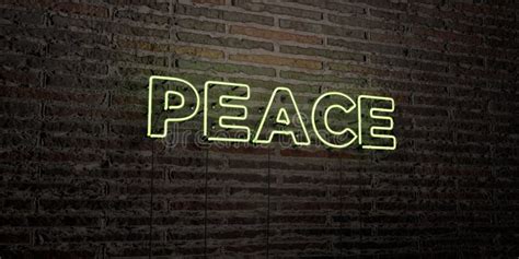 Peace Realistic Neon Sign On Brick Wall Background 3d Rendered
