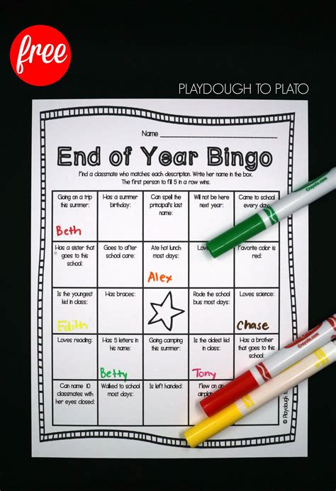 End Of The Year Bingo Last Day Of School End Of Year End Of School Year