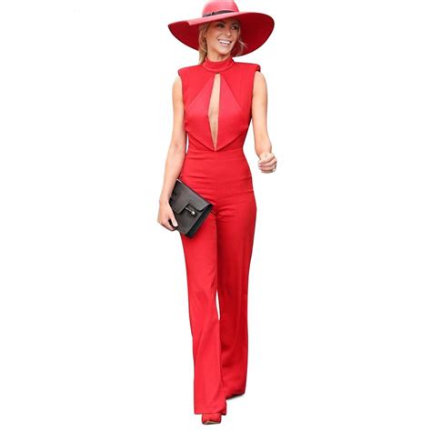 Hot Sale Women Luxury Sexy Red Fashion Jumpsuit 2017 Designer Club