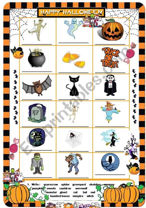 Halloween Picture Dictionary Exercise Reupload Esl Worksheet By