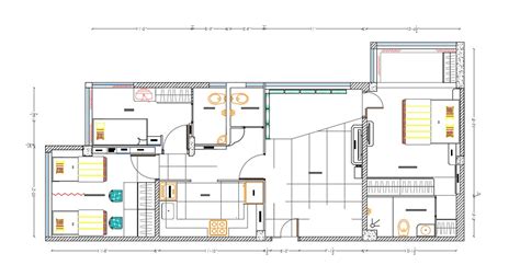 Furnished 2 Bhk House Architecture Plan Autocad Drawing Cadbull