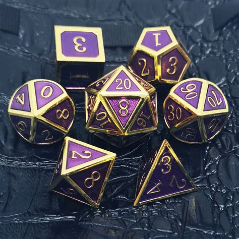 Buy Haxtec Metal Dnd Dice Set Dandd Gold Purple Polyhedral Dice With