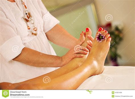 Young Woman In Spa Massage Salon Legs Feet Stock Image Image Of Back
