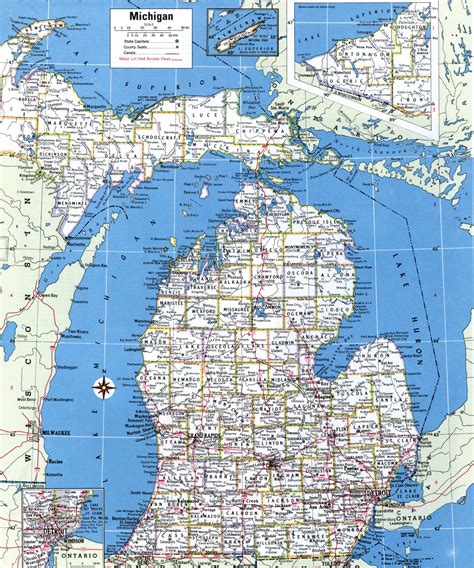 Map Of Michigan Showing County With Cities Road Highways Counties Towns