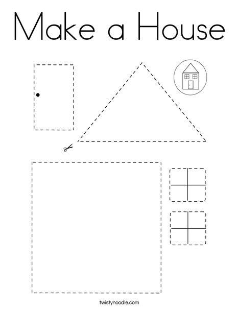 house coloring page twisty noodle  images house