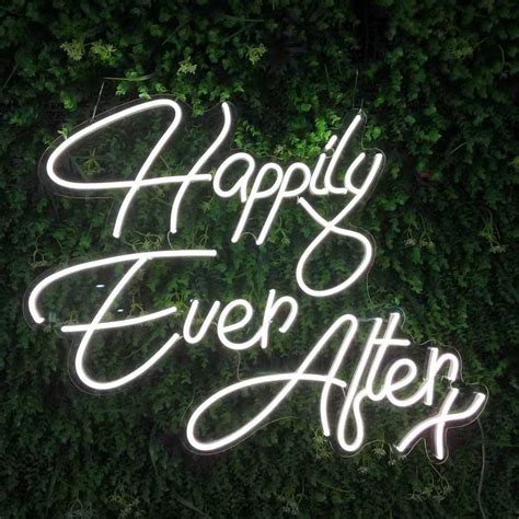 Happily Ever After Led Neon Sign Hire Sign With Copper Backdrop