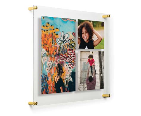 Single Panel Acrylic Floating Frames Magnets Choose Your Size Silver Gold Frame