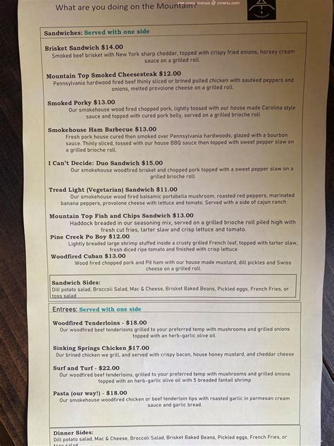 Online Menu Of Mountain Top And Provisions Restaurant Lock Haven