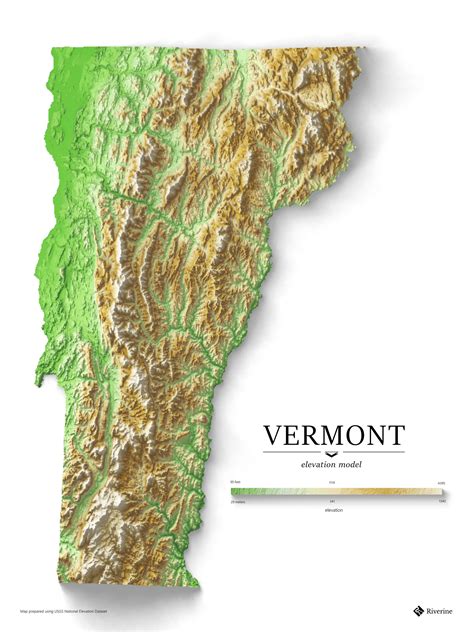 Vermont Elevation Map With Exaggerated Shaded Relief Oc Rvermont