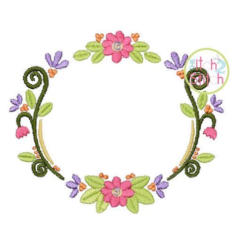 Floral Frame Design For Machine Embroidery Shown With Our Etsy