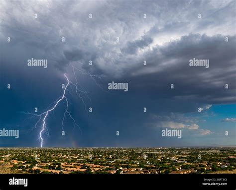 Daytime Lightning Bolt Over Phoenix Suburbs Stock Photo Alamy