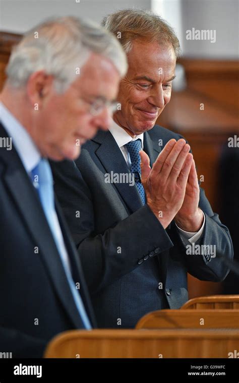 former prime ministers sir john major left and tony blair share a platform for the remain