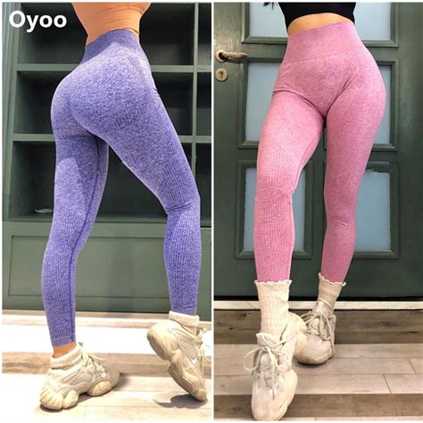 buy oyoo pink seamless vital leggings women s booty push up yoga pants super