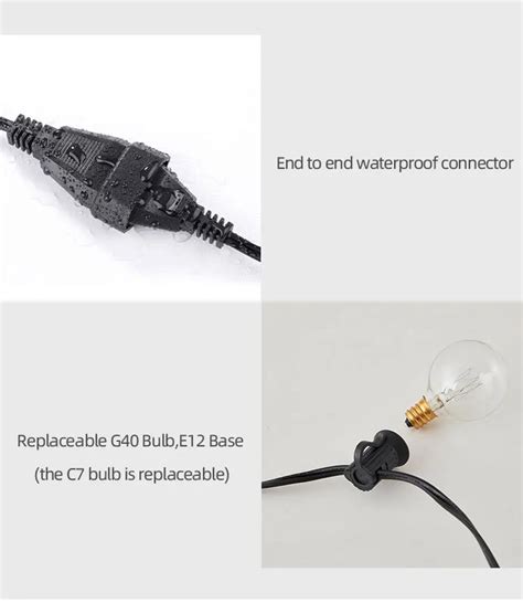 2020 Xmas 25ft E12 Base Transparent G40 Globe Bulb String Lights With