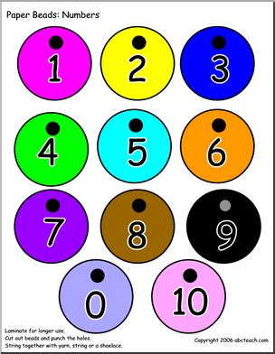 Free homeschooling and educational printables. Paper Beads: Numbers 1 - 10 (color) - | Atividades infantis, Matematica fundamental, Atividades