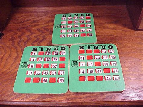Lot Of 3 Vintage Green Bingo Cards With Sliding Red Plastic Etsy