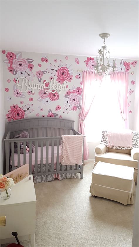 Loving Our Little Girl Nursery With Urban Wall Floral Decals Instead Of