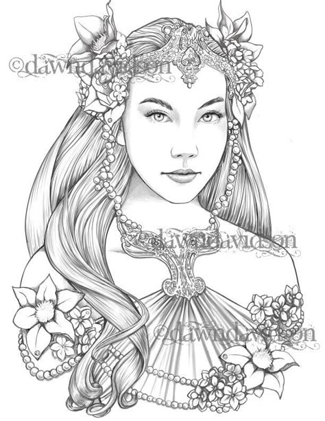 Queen Of The Elves Coloring Page Printable Colouring For Etsy In 2021