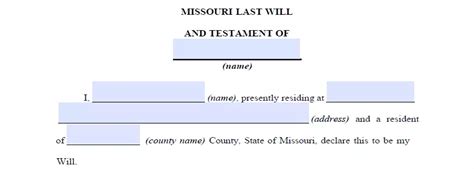 Missouri Last Will And Testament Form Free Template Formspal