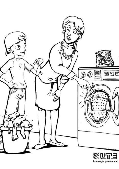 Dibujo para colorear lavarropa debe usarse cargado con mucha ropa Ecología Hoy