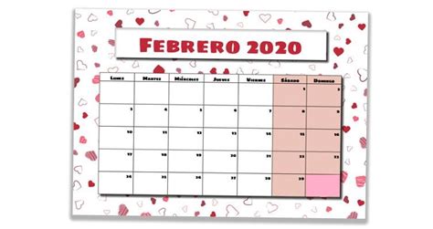 Calendario Febrero 2020 Con Festivos Imprimible Texto
