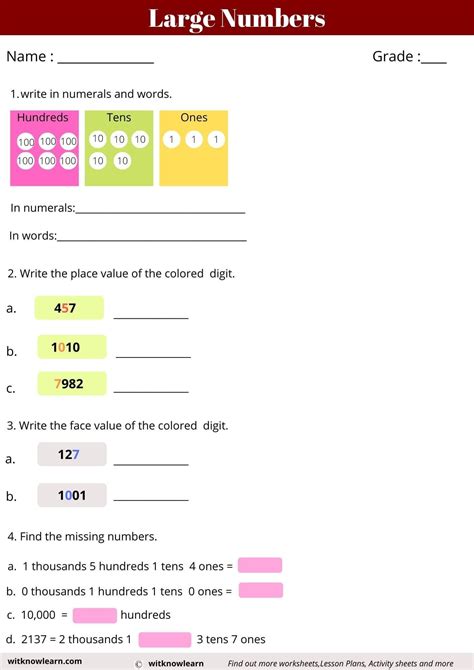 Fun With Numbers Class 3 Worksheets With Answers