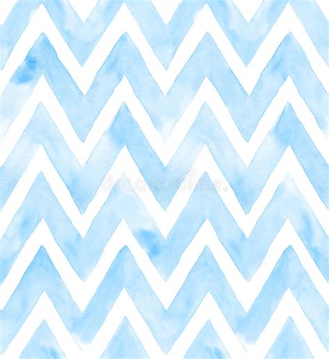 Chevron Of Blue Color On White Background Watercolor