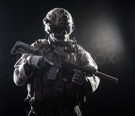 Special Forces Soldier With Rifle On Stock Image Colourbox