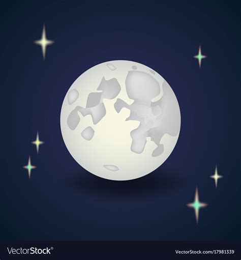 Cartoon Full Moon With Stars Night Wallpaper Vector Image