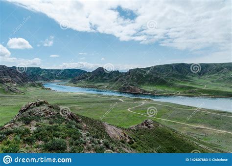 Beautiful Mountains And River Ili In Kazakhstan Stock Image Image Of