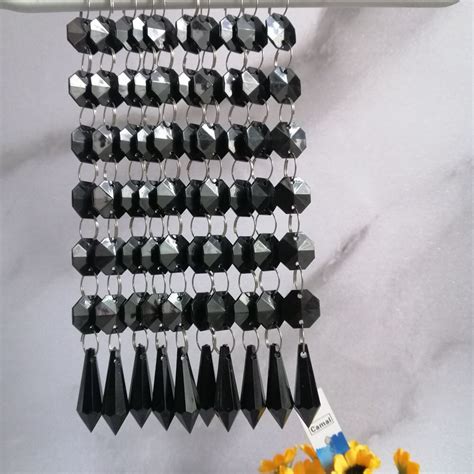Camal 10pcs L170mm Black Drop Pendant Acrylic Octagonal Beads Garland