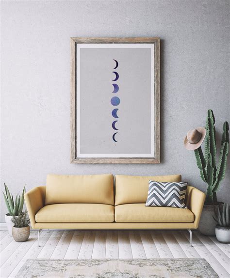 Moon Phases Art Printable Lunar Phases Galaxy Little Gold Pixel