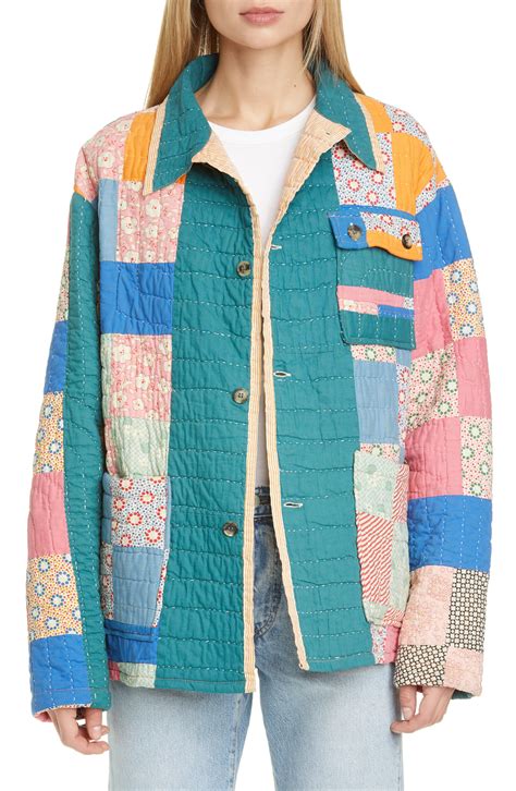 Bode One Of A Kind Reworked Quilt Floral Nine Patch Workwear Jacket