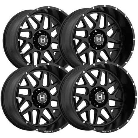 Set 4 Hostile H108 Sprocket 22x10 6x135 25mm Satin Black Wheels Rims