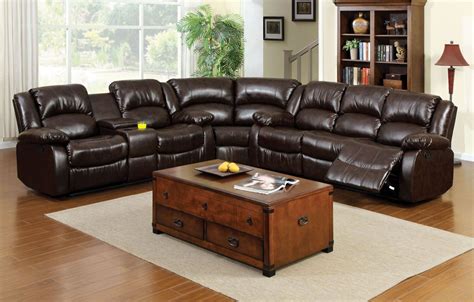 Winslow Rustic Brown Bonded Leather Match Reclining Sectional Without