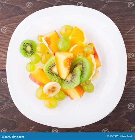 Assortment Of Sliced Fruits On Plate Stock Image Image Of Tasty