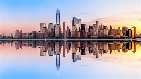 New York City Wallpaper 4k Panorama Skyline Sunset