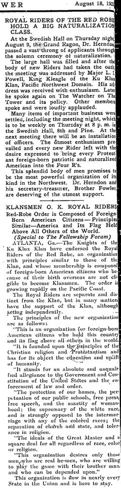 Non Citizen Klan Royal Riders Of The Red Robe Seattle Civil Rights And Labor History Project
