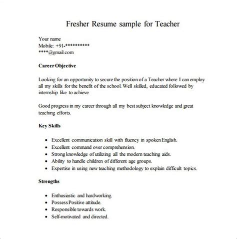 Simple resume format for job fresher. career objective for resume for fresher teacher | Job ...