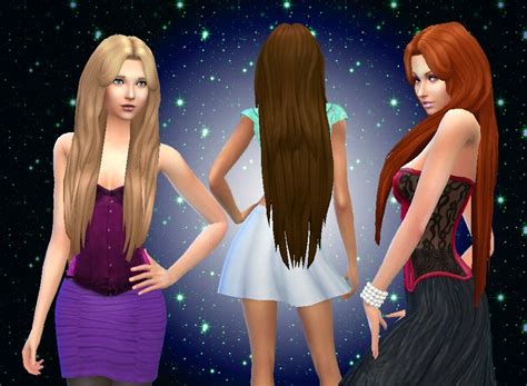 My Sims 4 Blog Kiara24 Long Messy Hair For Females