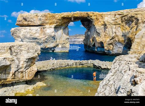 Azure Window Or Dwejra Window And Blue Hole Gozo Malta