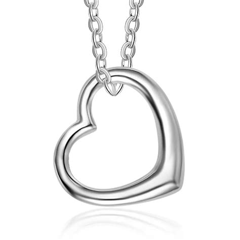 buy 925 sterling silver heart shape necklace and pendants for women fashion