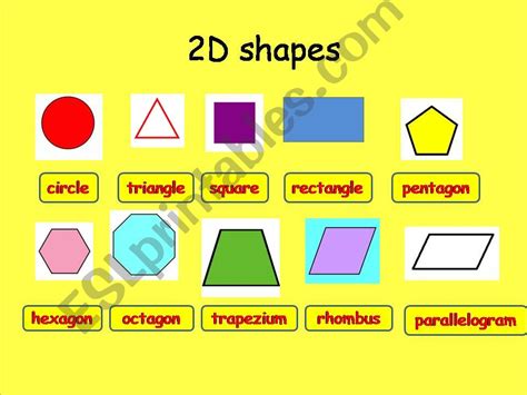 Esl English Powerpoints 2d And 3d Shapes