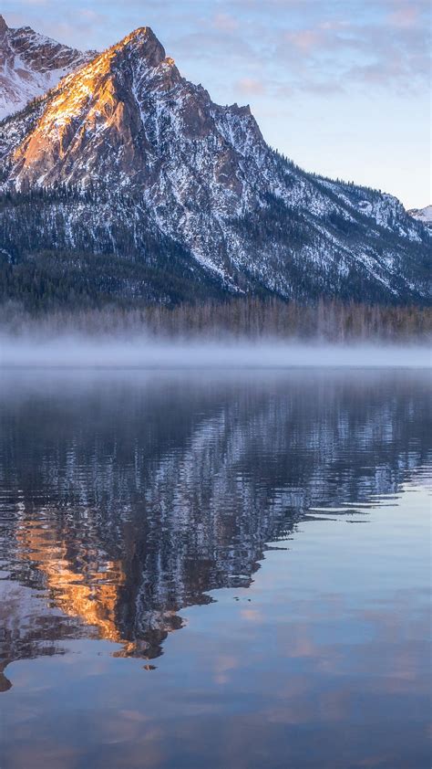 Idaho Mountain Reflection On Lake Under Blue Sky With Clouds 4k Hd